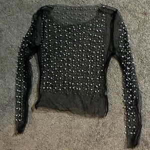 Mesh Pearl and Diamond Top